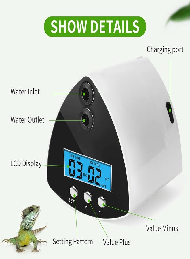 DAOTAILI Reptile Mister System, Reptile Humidifier with LCD Screen, Mister for Reptile Tank with 2 Nozzles, Used for Chameleons, Reptiles, Tree Frogs, Snakes - Image 4